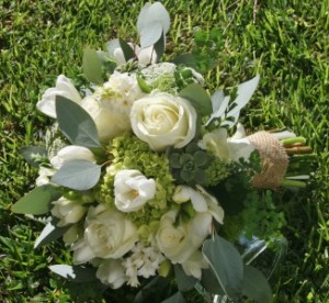 GREEN AND WHITE FLOWERS Wedding Bridal Bouquet