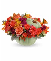 Green ceramic pumpkin Fresh Autumn Floral