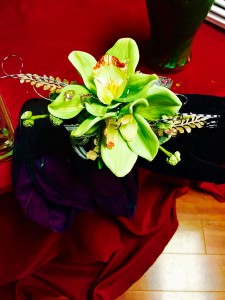 green cymbidium orchid and some bling 