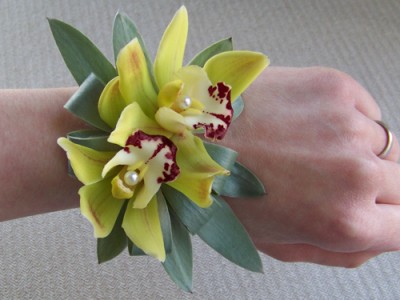 Green orchid corsage prom