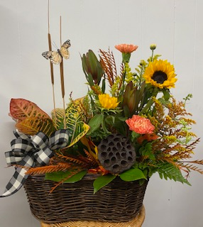 Green Plant & Fresh Fall Flower arrangement  in Aurora, NE | The Old Homestead Market and Floral