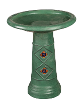 Green Pottery Birdbath 