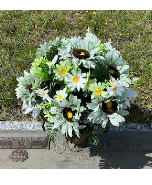 Green Sunflowers Cemetery vase