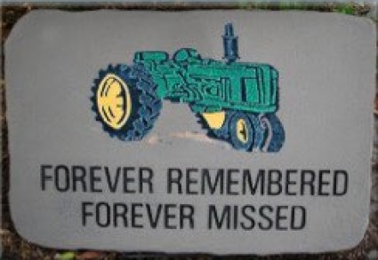 Green Tractor, Forever Remembered Forever Missed Concrete Stepping Stone, 10