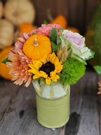 Green Vintage Jug Fresh Flowers