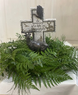 Greenery Wreath with Resin Hunting Cross Cross