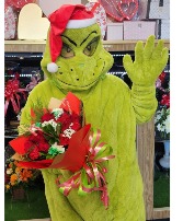 Grinchmas Delivery  Floral Hand Bouquet & Grinch