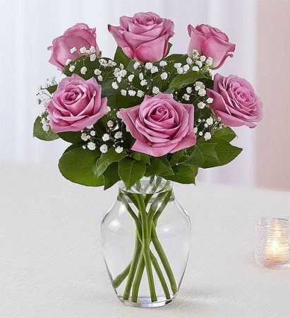 Half Dozen Roses - Lavender Rose Arrangement