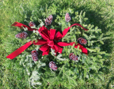 Half Blanket with Red Pine Cones Cemetery Decoration