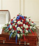 Half Casket Cover Red, White, and Blue Funeral