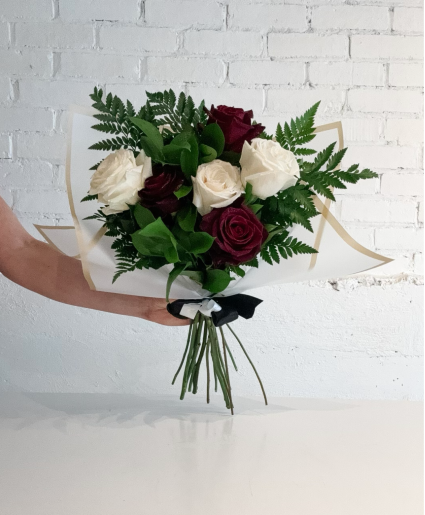Half Dozen Hand-Tied Rose Bouquet w/ Luxury Paper 