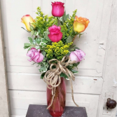 Half Dozen Mixed Roses Vase Arrangement