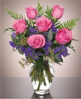 Half Dozen Pink Roses 