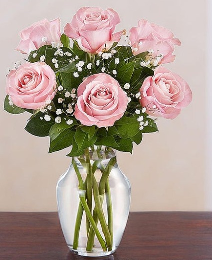 Half dozen pink roses  