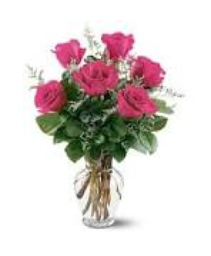 Half Dozen Pink Roses Fresh Arrangment