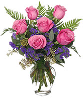 Half Dozen Pink Roses Vase Arrangement in Gallatin, Tennessee | Black Tie Floral Design & Events