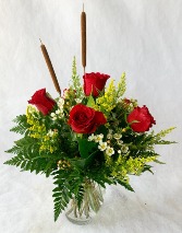 Half Dozen Red Rose Vase Arrangement