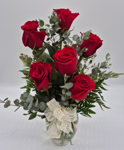 Half Dozen Red Roses Floral Bouquet