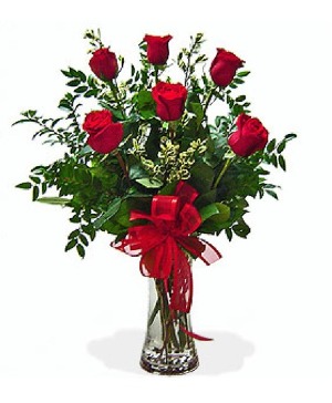 Half Dozen Red Roses Fresh Arrangment