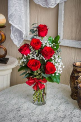 Half Dozen Red Roses Vase Arrangement