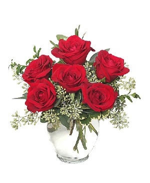 Half Dozen Red Roses Small Vase Arrangement