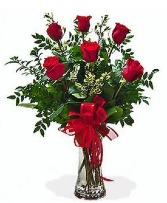 Half Dozen Red Roses Vase Arrangement