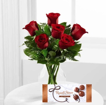 Half Red Dozen with Box of Chocolate Rose in Owensboro, KY | Ivy Trellis Floral