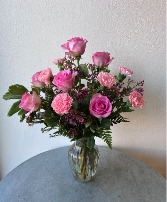 Half Dozen Rose and Carnation Bright Pinks