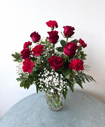 Half Dozen Rose and Carnation (Red)  in La Grande, OR | FITZGERALD FLOWERS