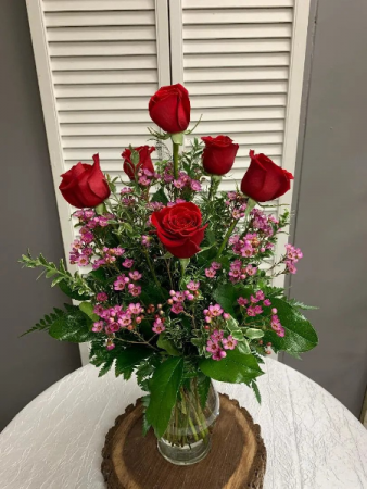 Half Dozen Rose Arrangement Vase Arrangement