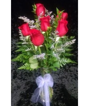 Half dozen roses Bud vase