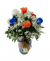 Half dozen Roses Florida Gator Colors 