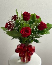 Half-Dozen Roses in Vase 
