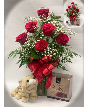 Half dozen roses package.  Rose arrangement 