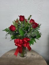 Half Dozen Roses Vased