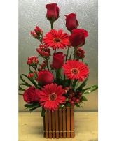 half dozen roses with gerbers 