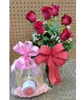 Half Dozen Valentine's Day Bundle Red Rose Arrangement