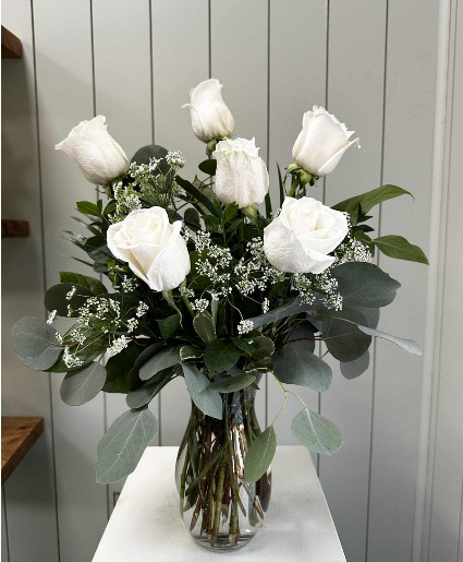 Half Dozen White Roses 