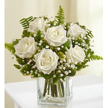 Half Dozen White Roses Fresh Arrangement