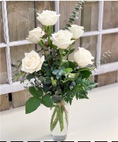 Half Dozen White Roses Arrangement