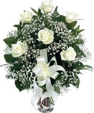 Half Dozen White Roses Roses
