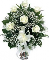 Half Dozen White Roses  Vase Arrangement