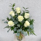 Half Dozen White Roses with Lush Greenery *READ DESCRIPTION*