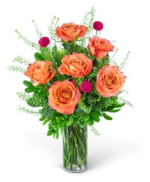 Half Dozen Wild and Free Spirit Roses Flower Arrangement