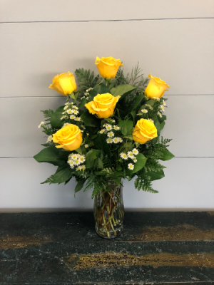 Half Dozen Yellow Roses Vase Arrangement
