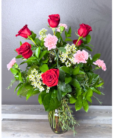 Half Rose - Half Carnation Dozen  Arrangement