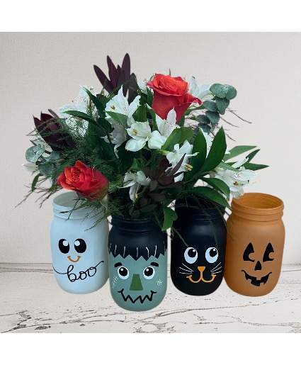 Halloween buddies Flower arrangement (please let us know in the special instructions which vase you would like)