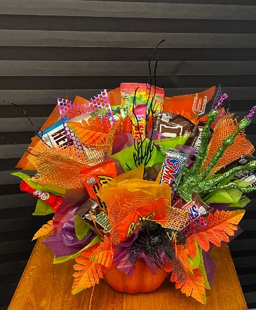 Halloween Candy Pumpkin Candy Bouquet  in Yukon, OK | Floral 23 Halloween Candy Pumpkin Candy Bouquet  in Yukon, OK | Floral 23