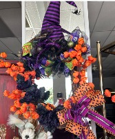 Custom Made Wreath with Witch Hat 