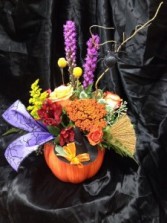 Halloween Surprise Floral in a Ceramic Pumpkin